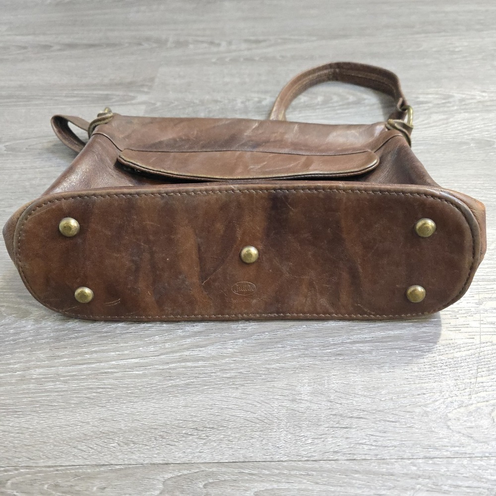 Vintage Casuals By Justin Brown Leather Cowhide Shoulder Bag Purse - Picture 9 of 12